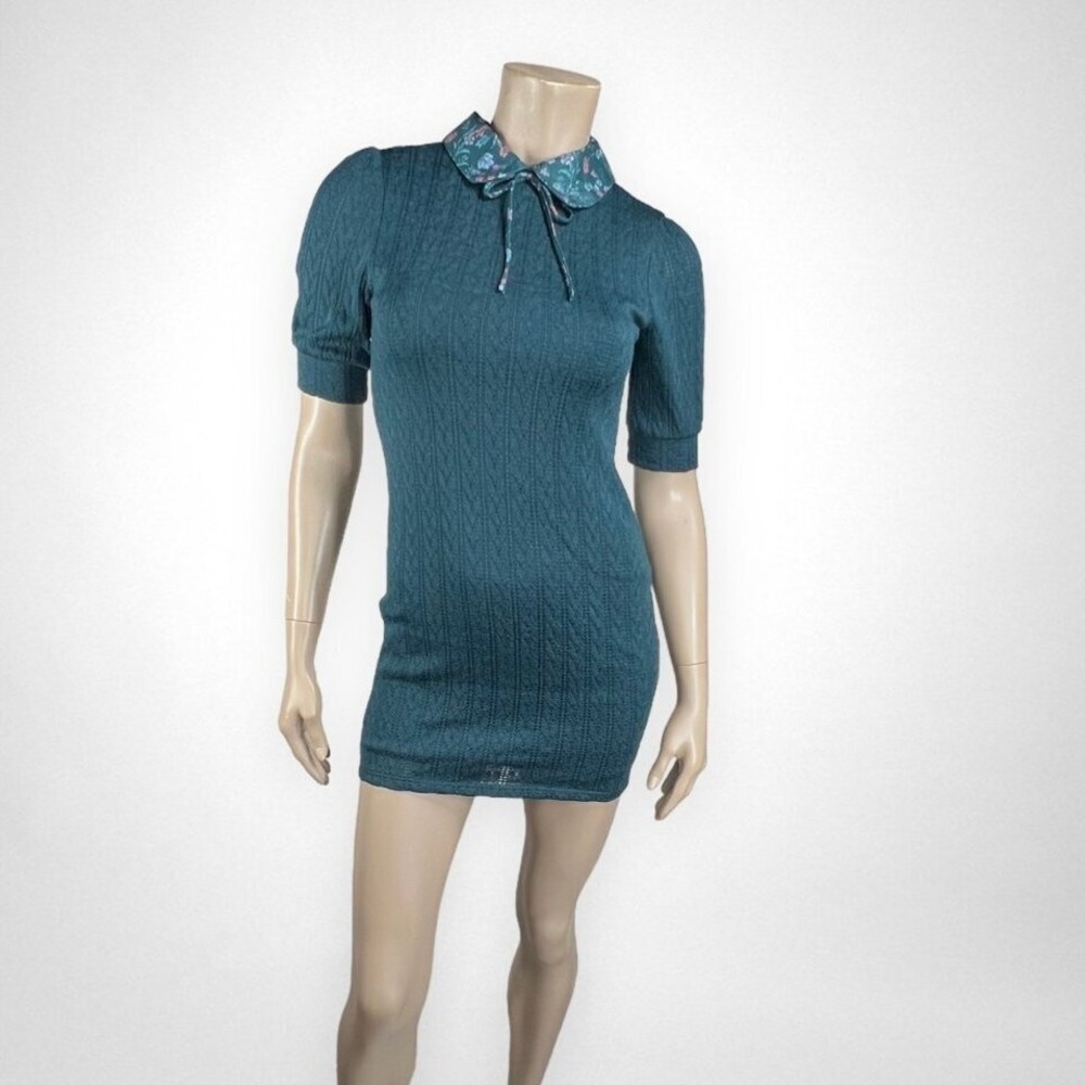 KINGSTON GREY Green Knit Mini Sweater Dress‎ XS